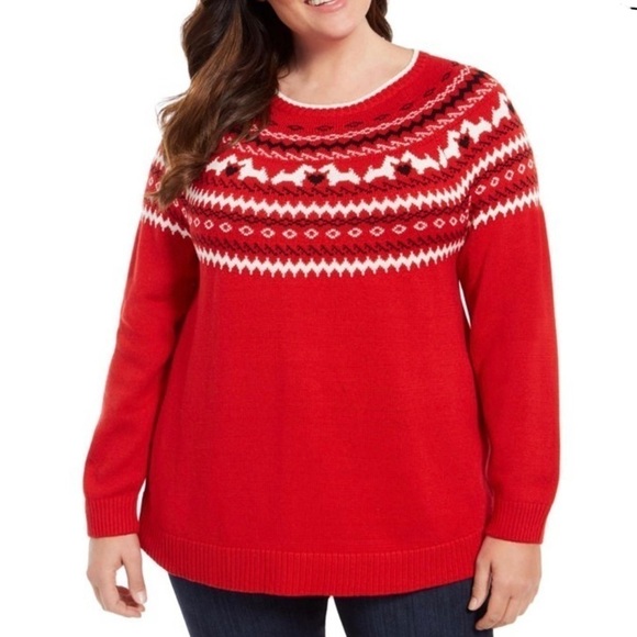 Charter Club red Scottie dog heart sweater, NWT, 0X - Picture 1 of 7
